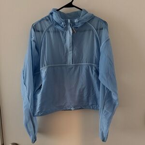 Light Blue Hooded Windbreaker